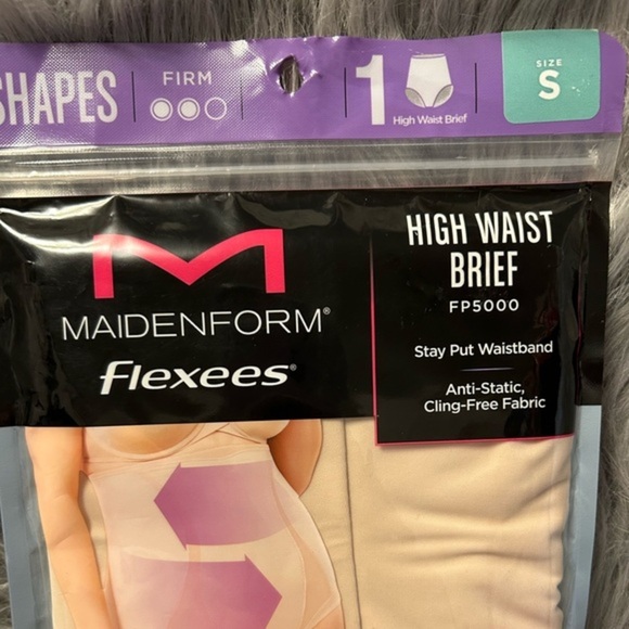 Maidenform Flexees Shapewear Womens Size Small Beige Stretchy High Waist Brief‎ - Picture 2 of 4